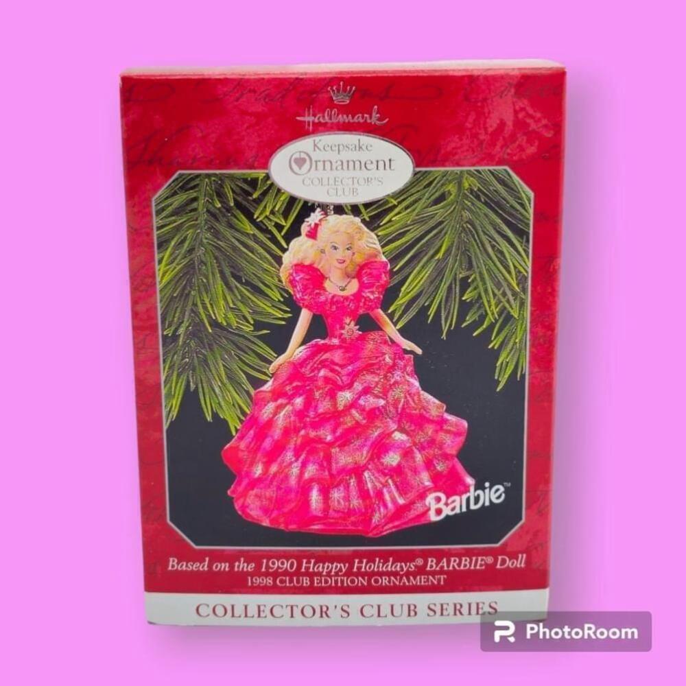 Vintage 1998 Hallmark Keepsake 1990 Happy Holidays Barbie Doll Ornament